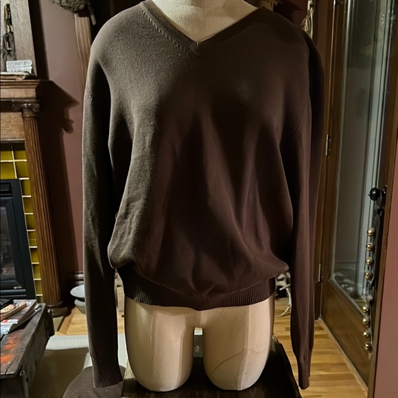 Lands End Brown V-Neck Sweater - Picture 1 of 3